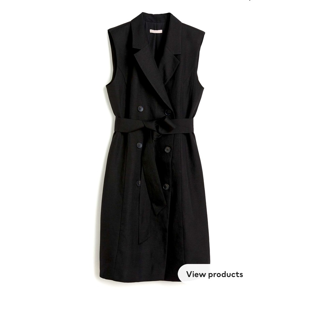 Linen-blend Tie-belt Dress Black- NWT! Size S